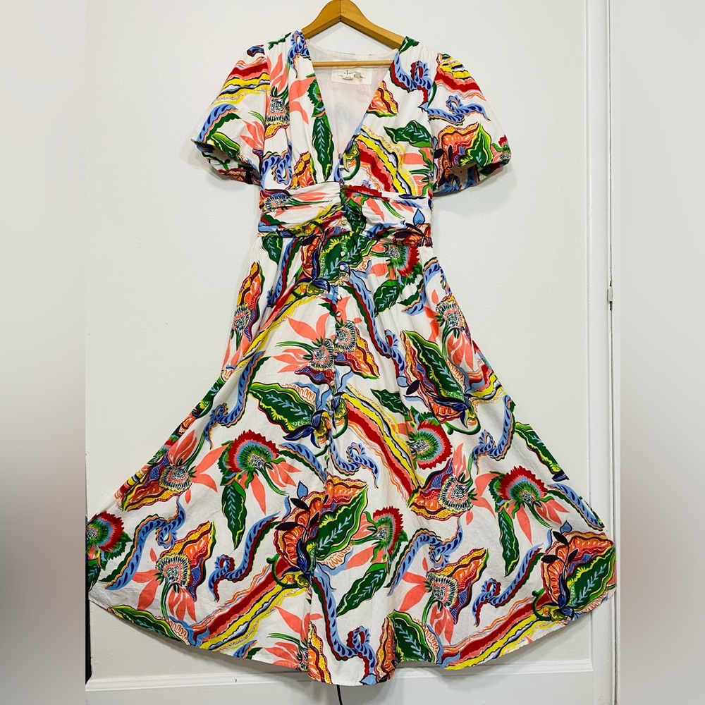 Anthropologie Katerina Button Front Maxi Dress Floral Print Size M